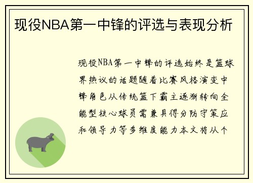 现役NBA第一中锋的评选与表现分析