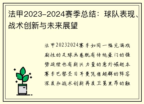 法甲2023-2024赛季总结：球队表现、战术创新与未来展望